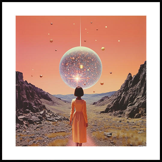 Um pôster de arte de colagem de discoteca espacial