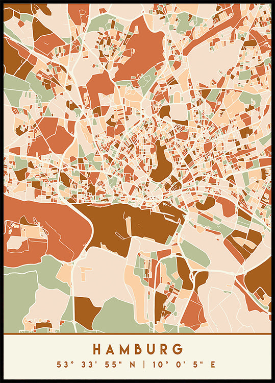 Póster Mapas Pretos Tons de Terra 31