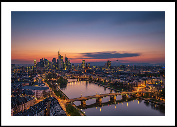 Horizonte de Frankfurt ao pôr do sol
