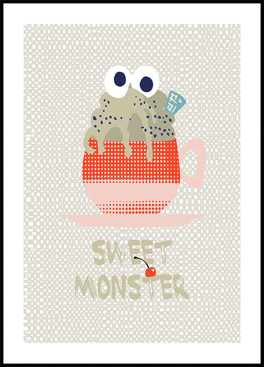 Póster Sweet monster cupcake vermelho