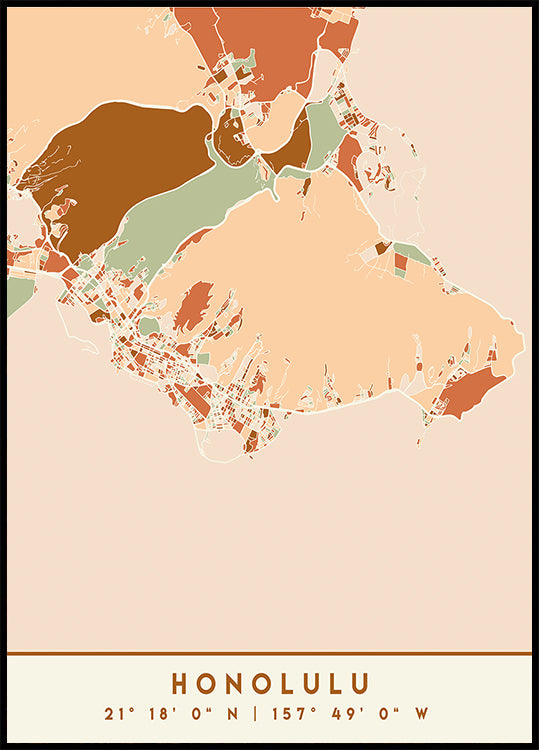 Póster Mapas Pretos Tons de Terra 33