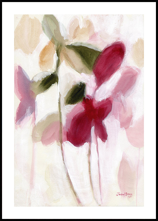 Póster Botânico em Violeta e Dourado