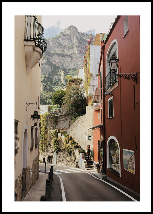 Cartaz da rua charmosa de Positano