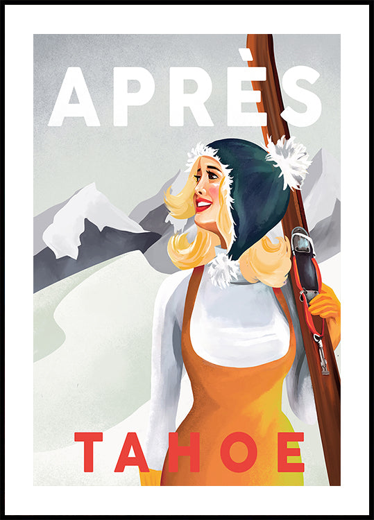 Pôster Arte Pin Up Vintage de Apres Ski Lake Tahoe