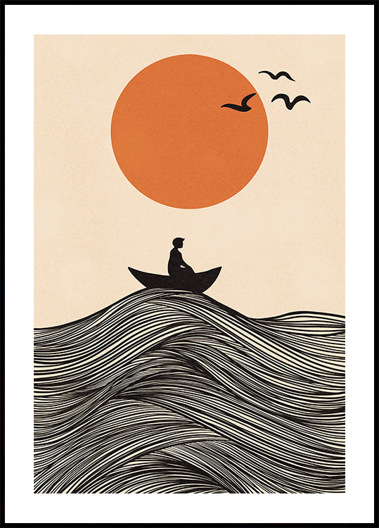 Póster Barco e Sol