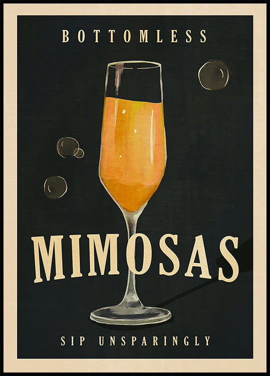 Poster Arte do bar de cocktails Art Deco Bottomless Mimosas