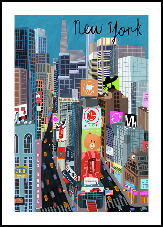 Times Square, Nova York, ilustração da artista Carla Daly