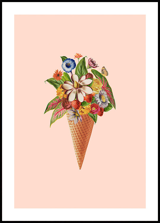 Póster Botanical pink ice cream
