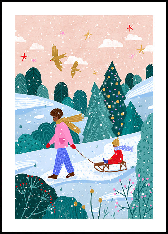 Póster Caminhada de trenó nevado