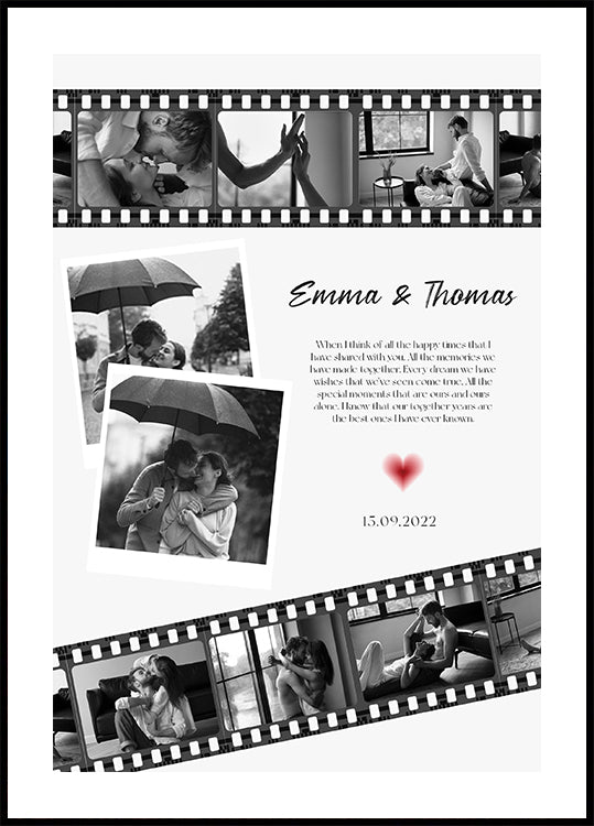 Pôster de colagem de fotos de filme de aniversário