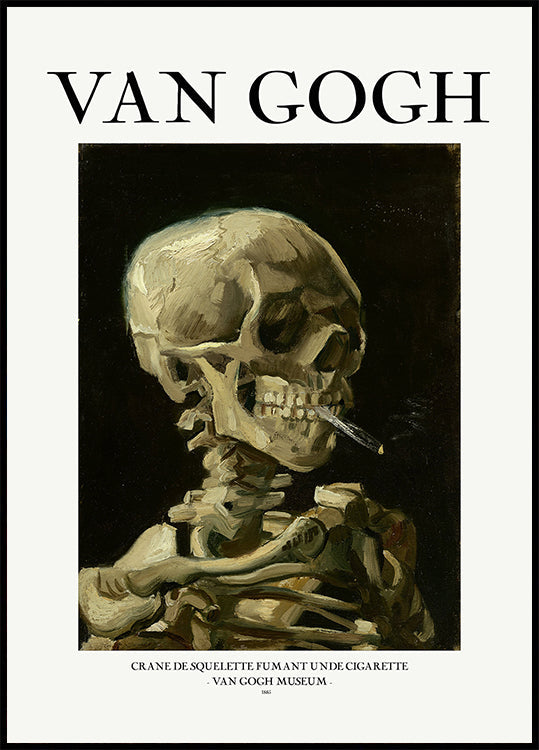 Póster Cabeça de um esqueleto com um cigarro aceso
