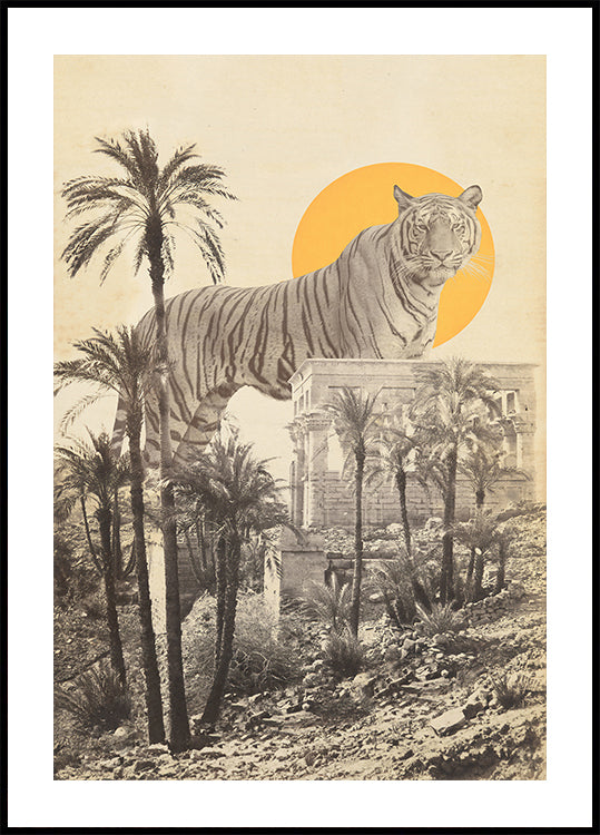 Tigre gigante em ruínas
