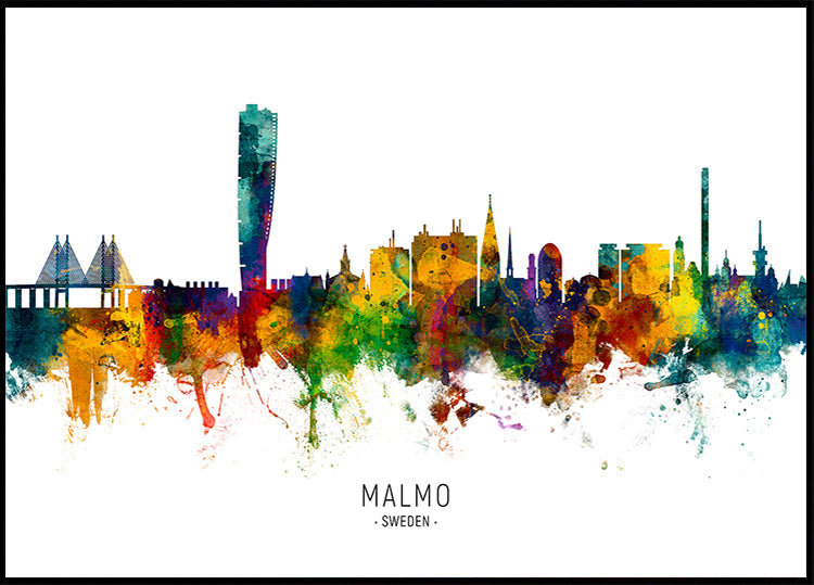 Póster Skyline da Suécia de Malmo