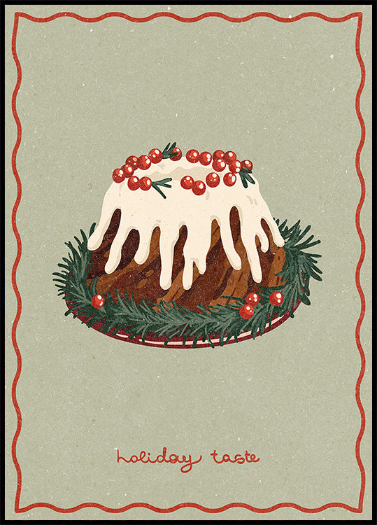 Bolo de Natal. Pôster de sabor de férias