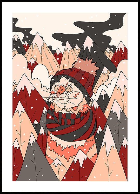 Póster Gato de inverno aconchegante