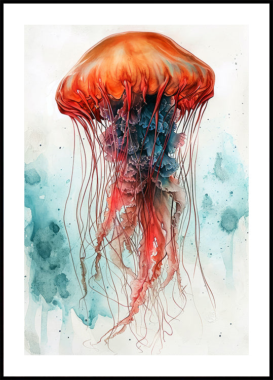 Poster Vida marinha animal do Medusa da arte da aguarela