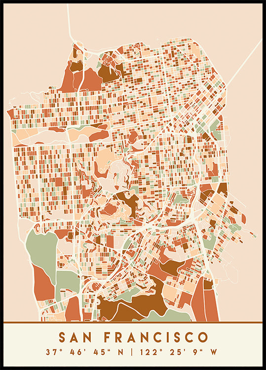 Póster Mapas Pretos Tons de Terra 75