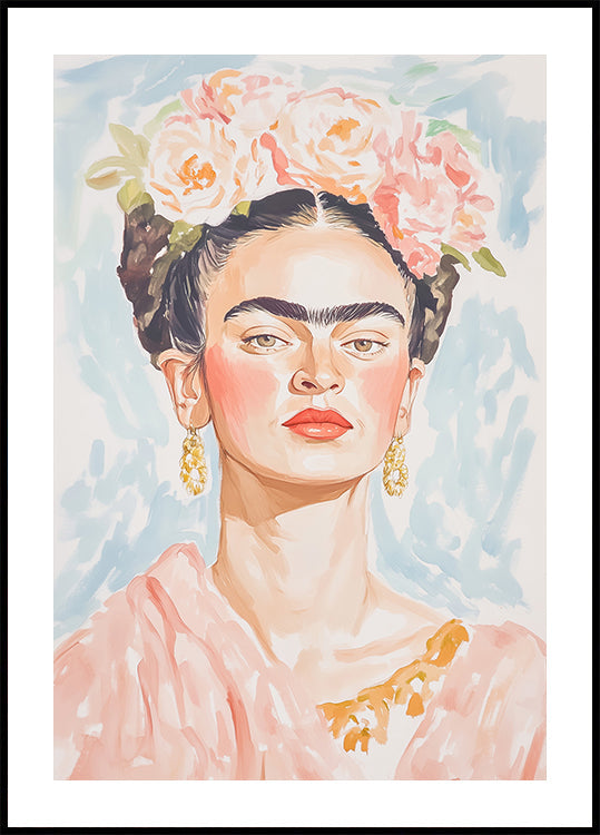 Pôster Frida em Cor Pastel