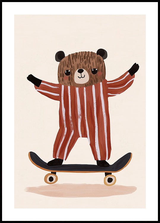 Alegria do urso skatista