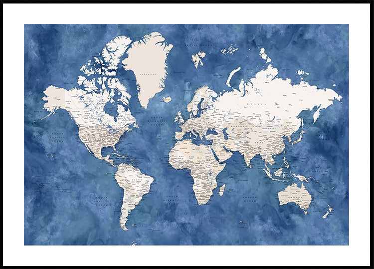 Mapa mundial detalhado com cidades, Sabeen (NOVO)
