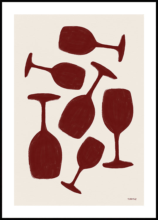 Pôster abstrato de taças de vinho