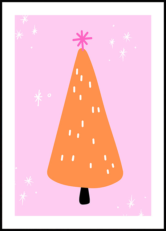 Póster Orange Tree com rosa e estrelas