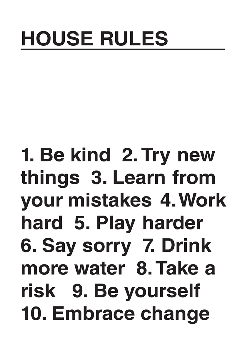 Pôster de regras da casa