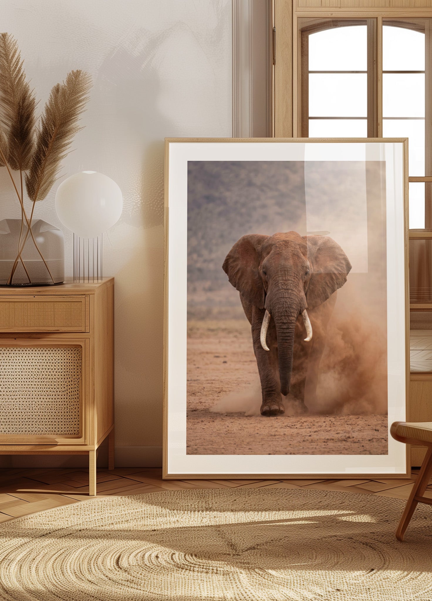 Elefante empoeirado poderoso