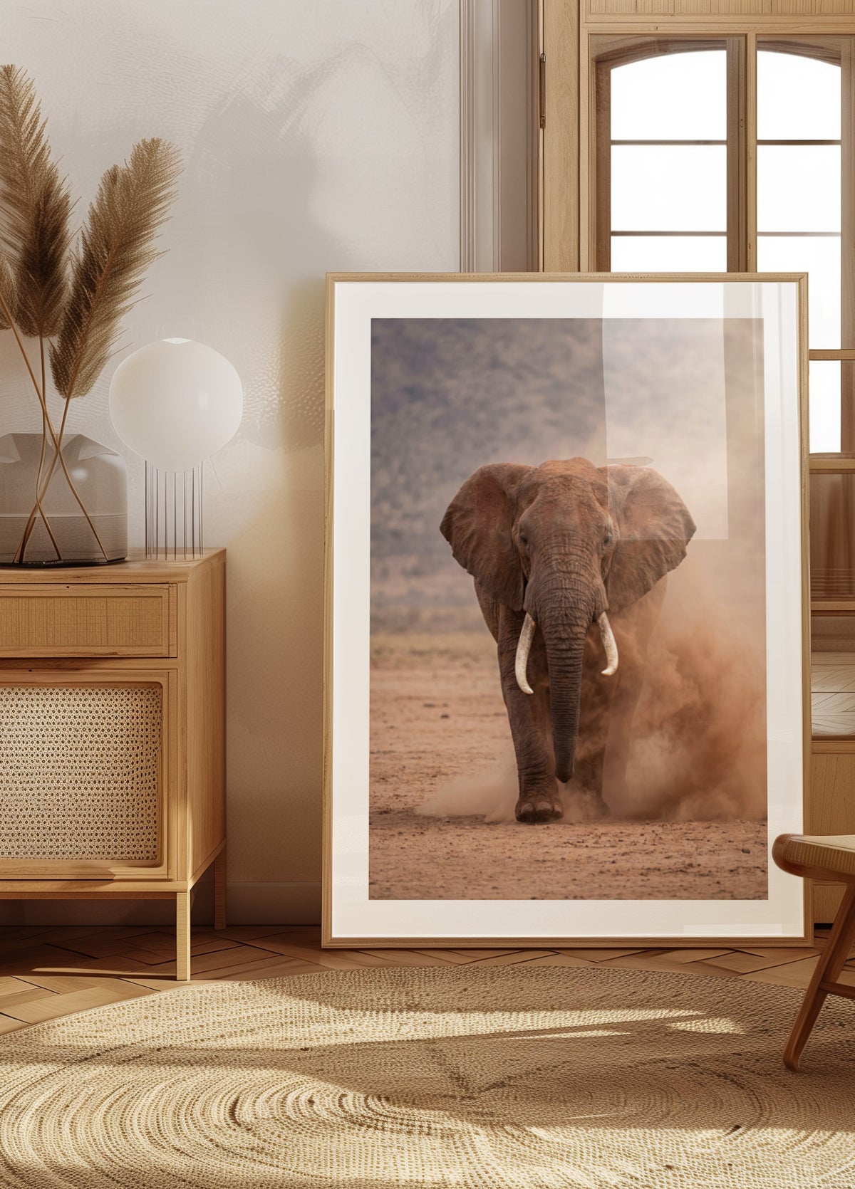 Elefante empoeirado poderoso