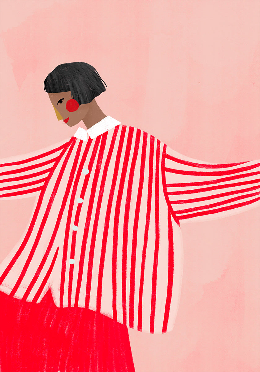 Pôster A Mulher com Listras Vermelhas