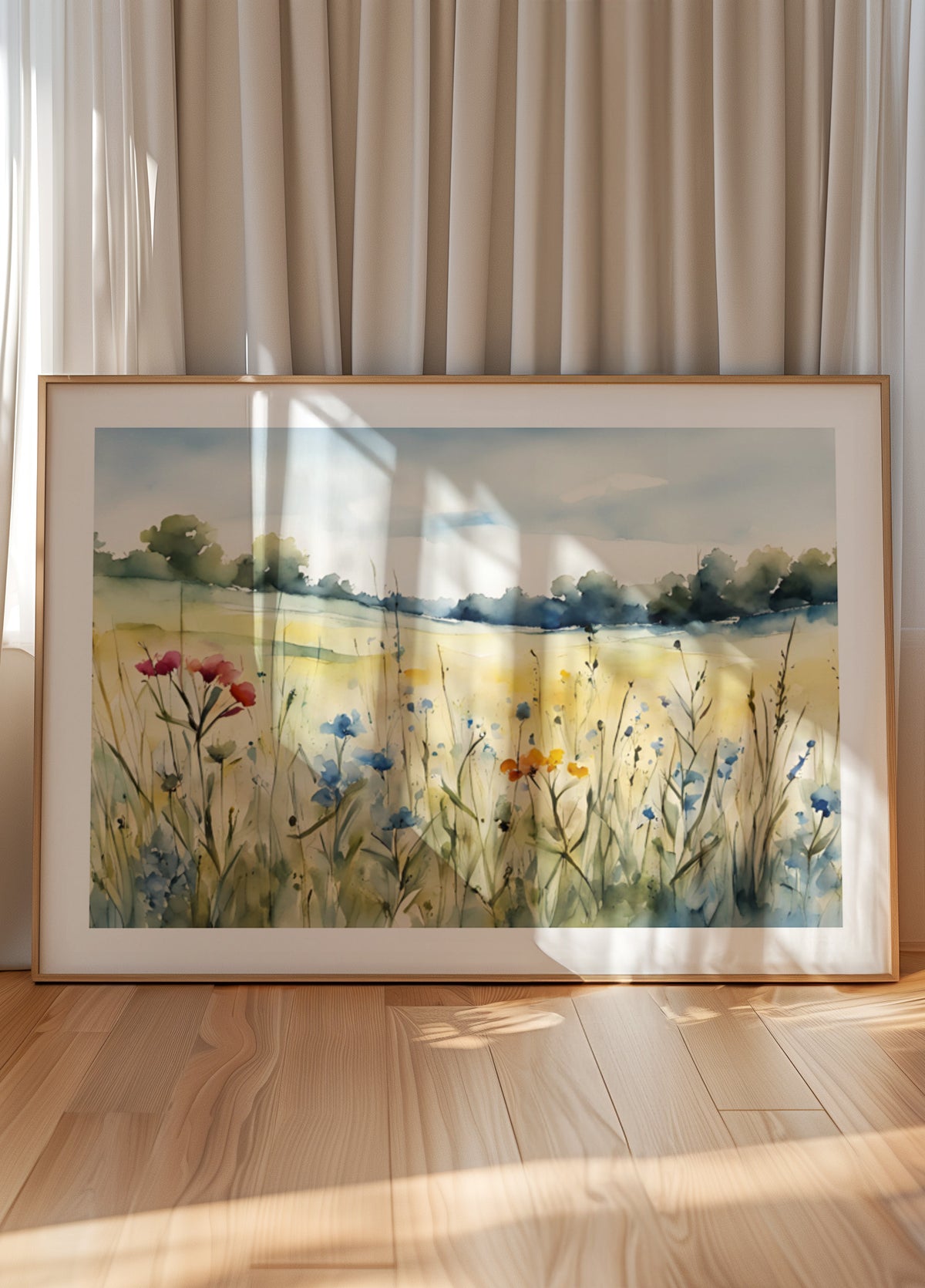 Aquarela de campo de flores silvestres