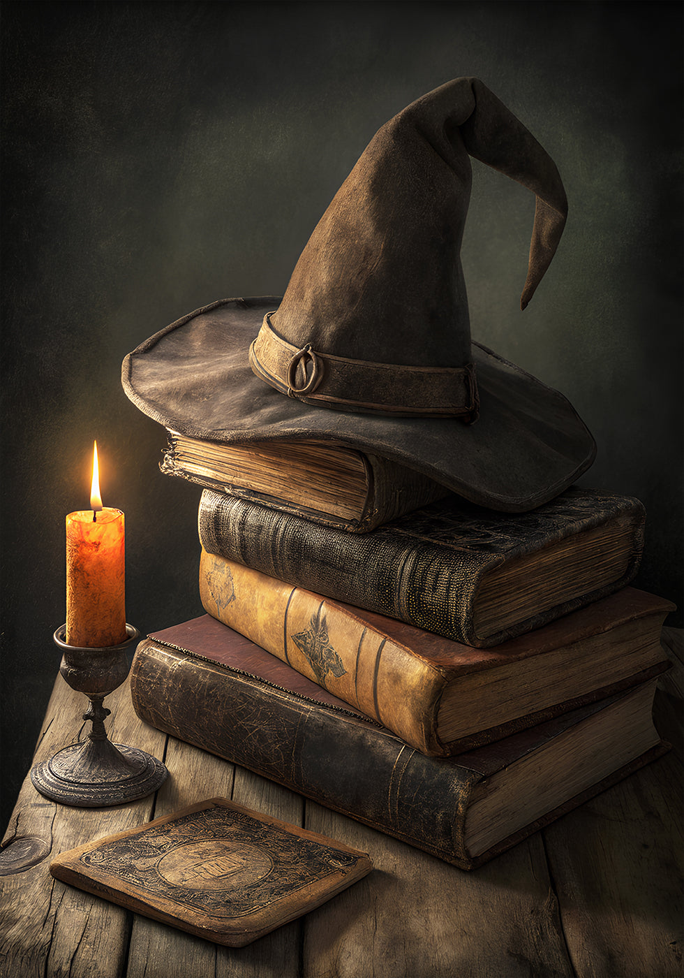 Pôster de livros de feitiços de bruxa