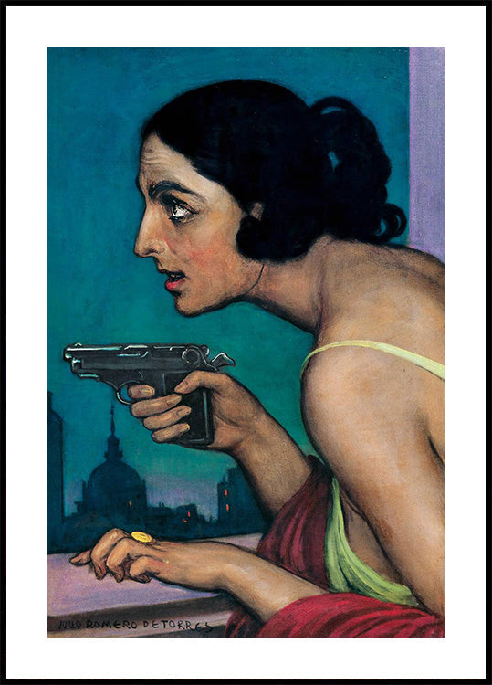 Woman with a Gun Vintage Plakat - Posterbox.dk