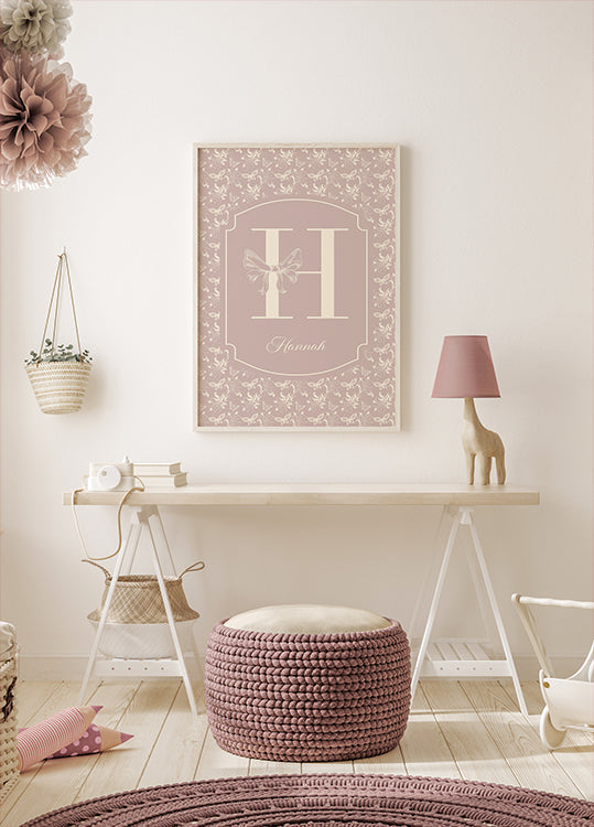 Elegant Baby Name Personal Pink Poster - Posterbox