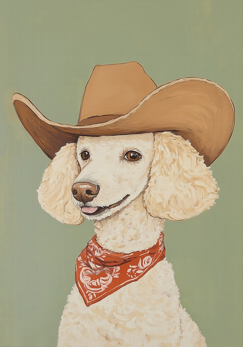 Cowboy Poodle Dog Plakat - Posterbox