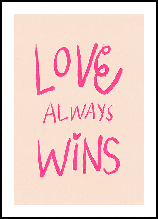 Love Always Wins Typography Poster Pink Plakat - Posterbox