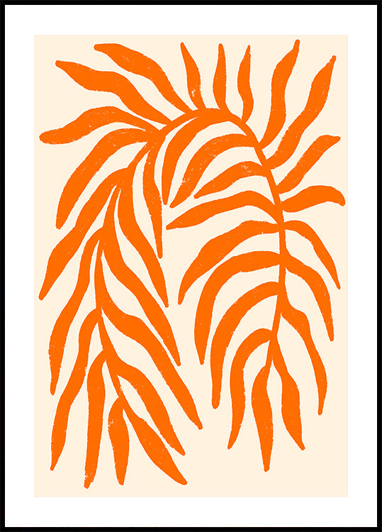 Orange Silhouette Textured Branch Plakat - Posterbox