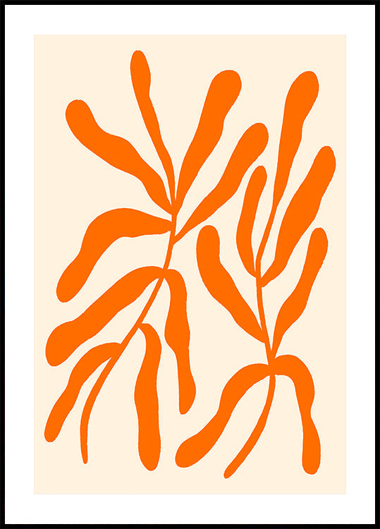 Orange Stylized Branches Plakat - Posterbox