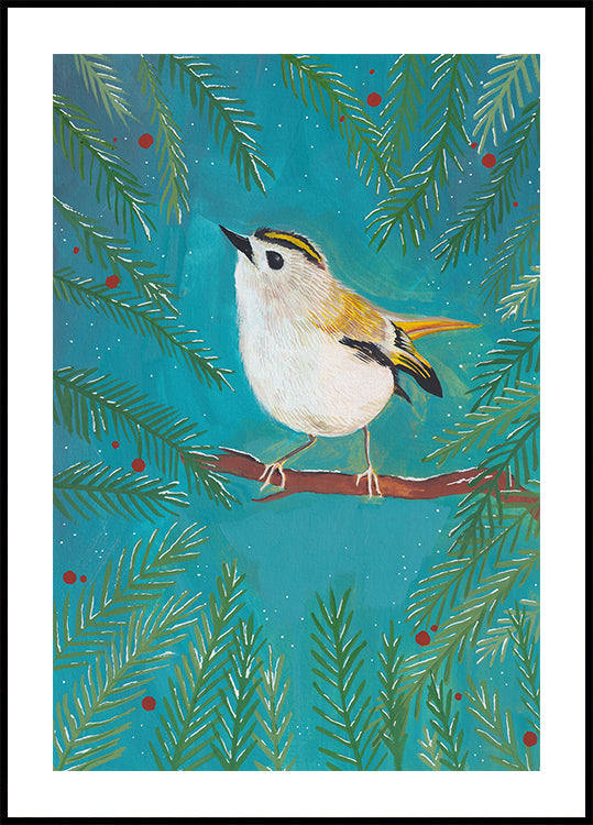 Goldcrest bird sitting in a tree Plakat - Posterbox