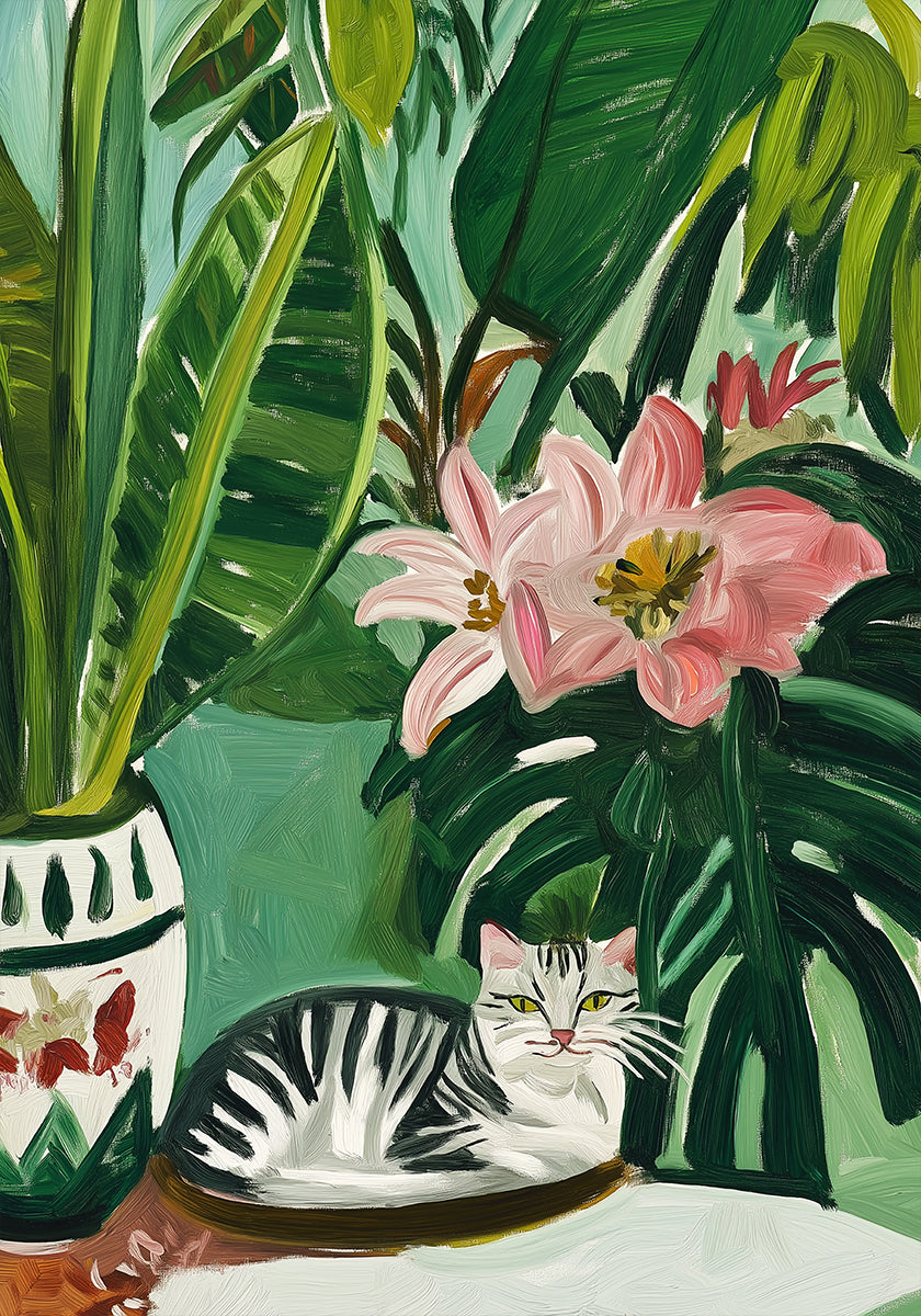 Tropical Muse With Cat (NEW) - Posterbox