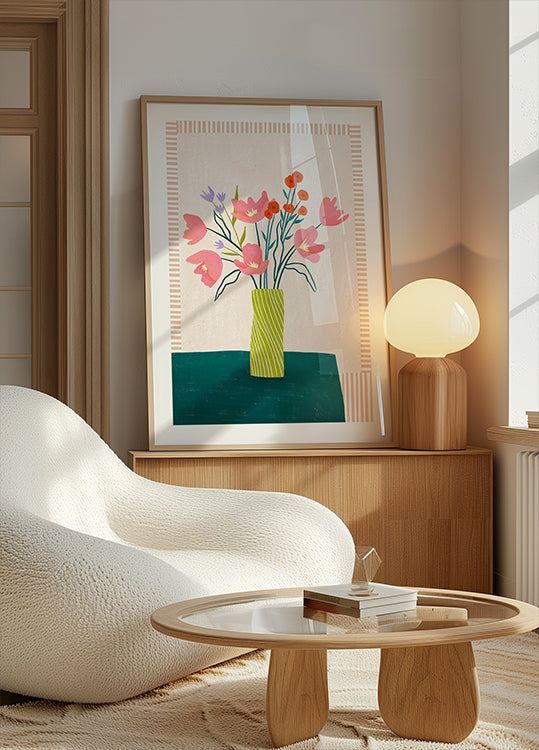 Colorful Blossoms in Stripes - Posterbox