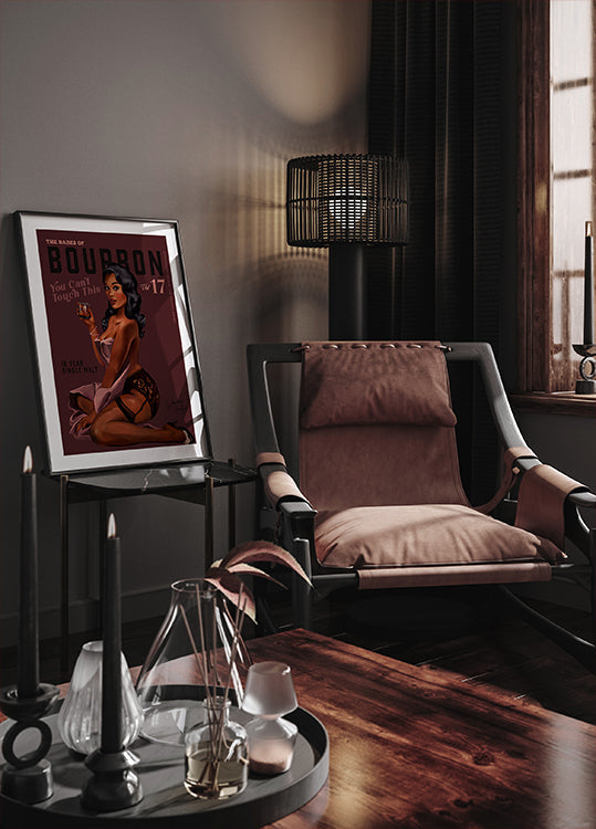 Babes of Bourbon Cant Touch This. Sexy Retro Pin Up Girl Whiskey Art (NEW) - Posterbox