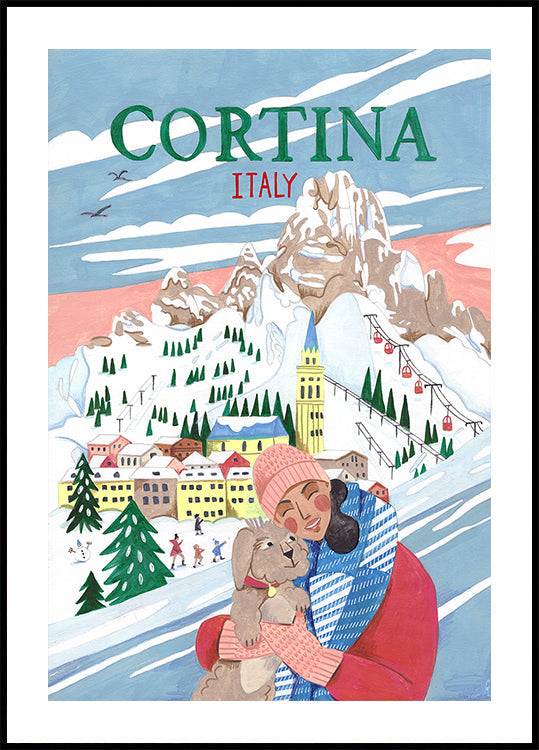 Travel Poster Woman in Cortina, Italy Plakat - Posterbox