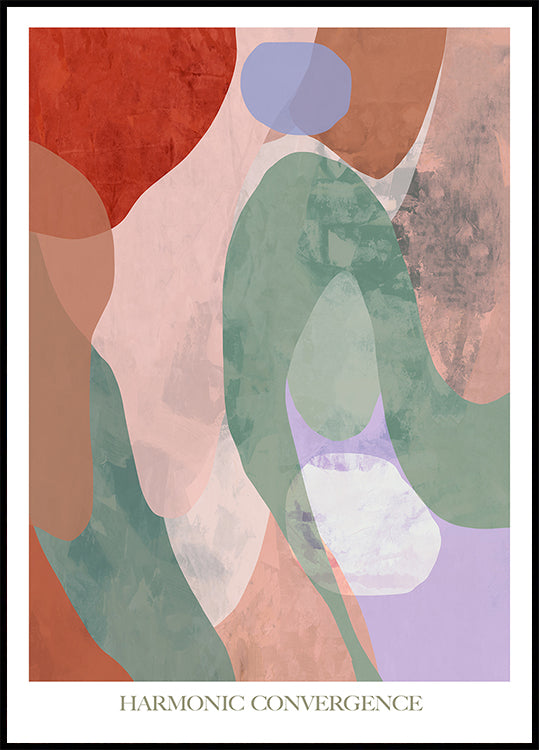A imagem é uma obra de arte abstrata com paleta de cores harmoniosa e formas orgânicas.