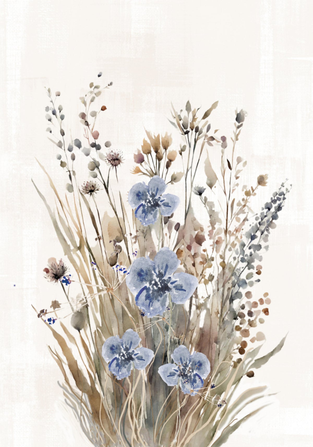 Flores silvestres suaves em aquarela