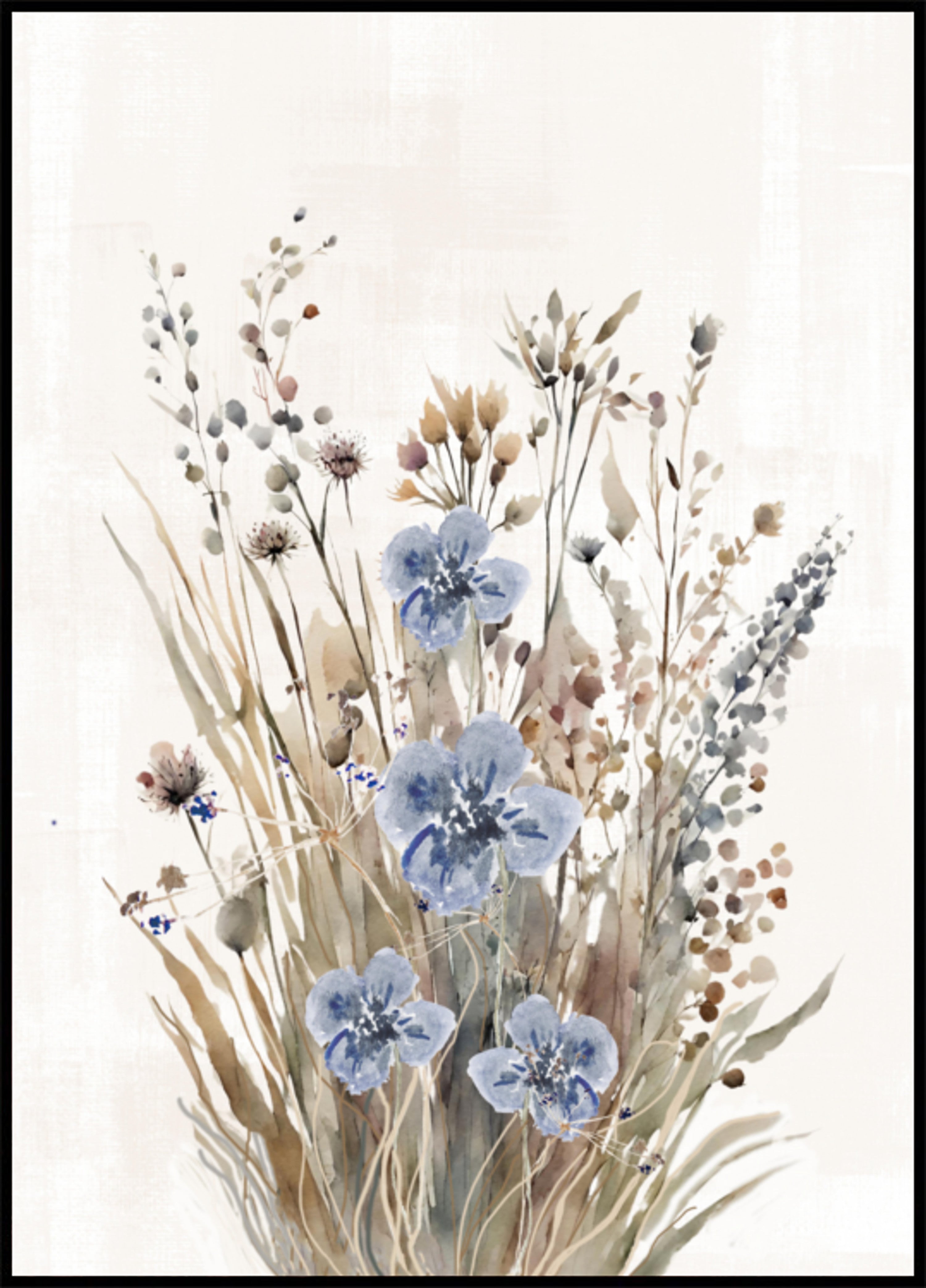 Flores silvestres suaves em aquarela