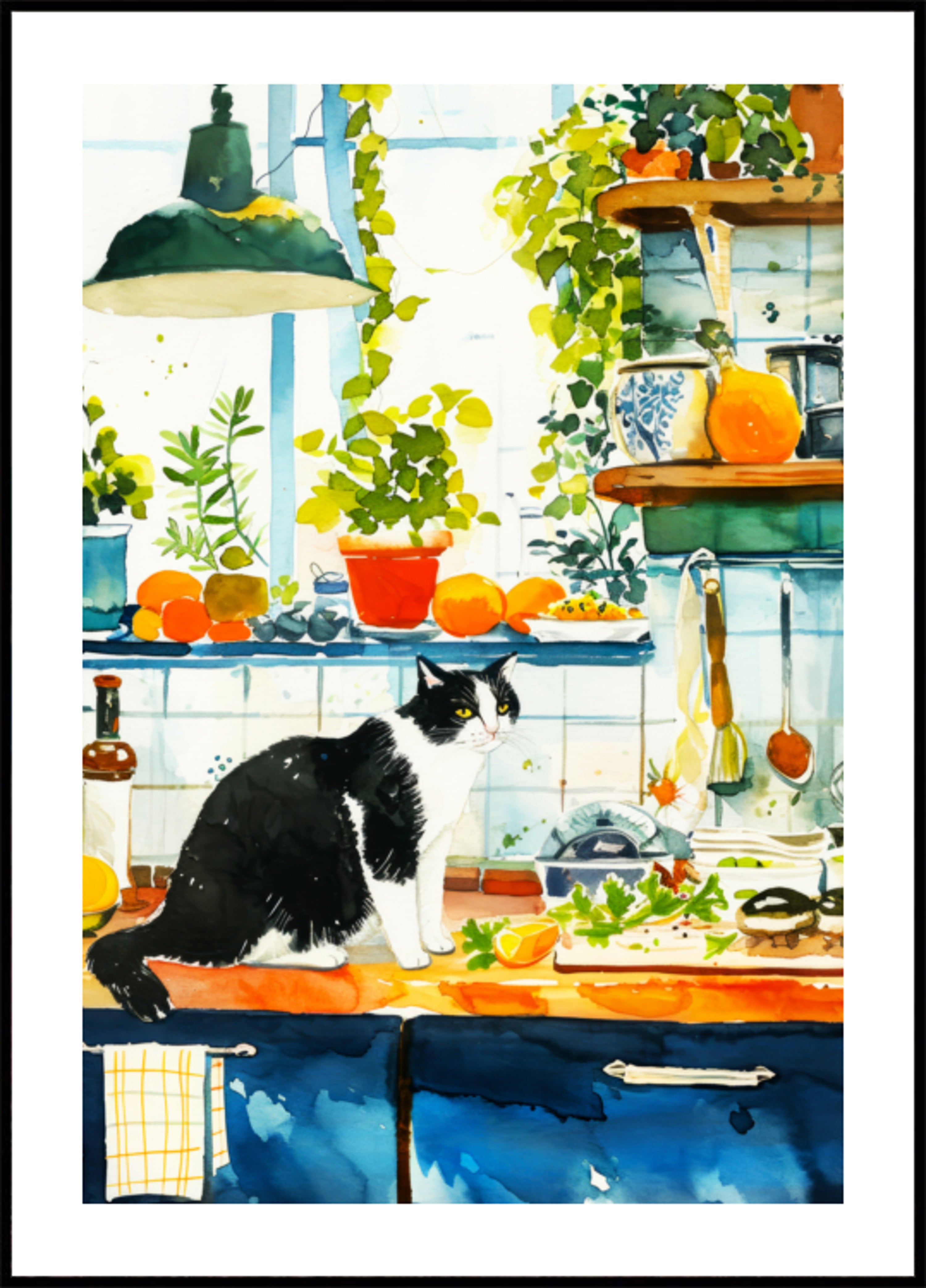 Gato de cozinha aconchegante