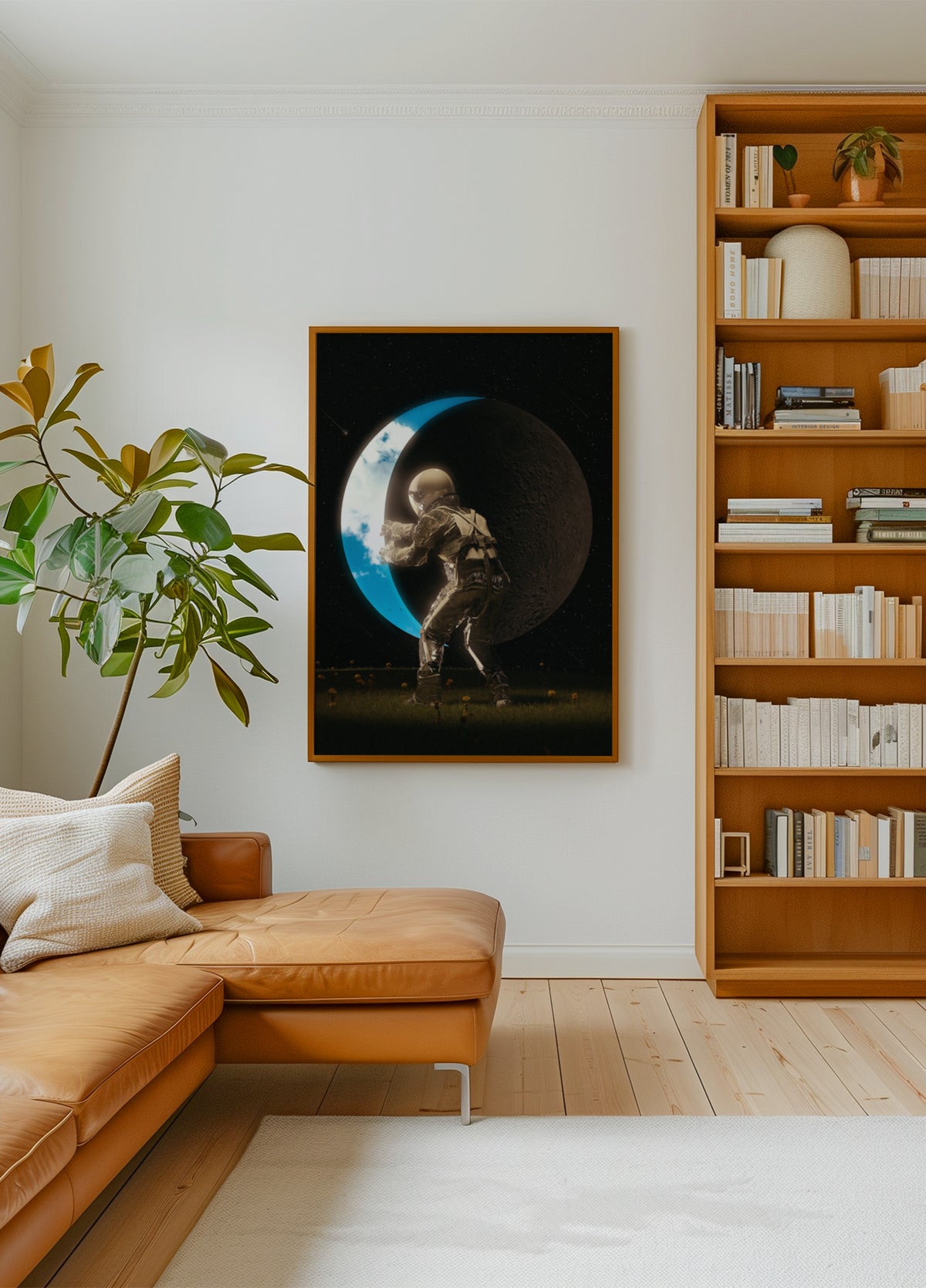 Astronauta segurando a lua