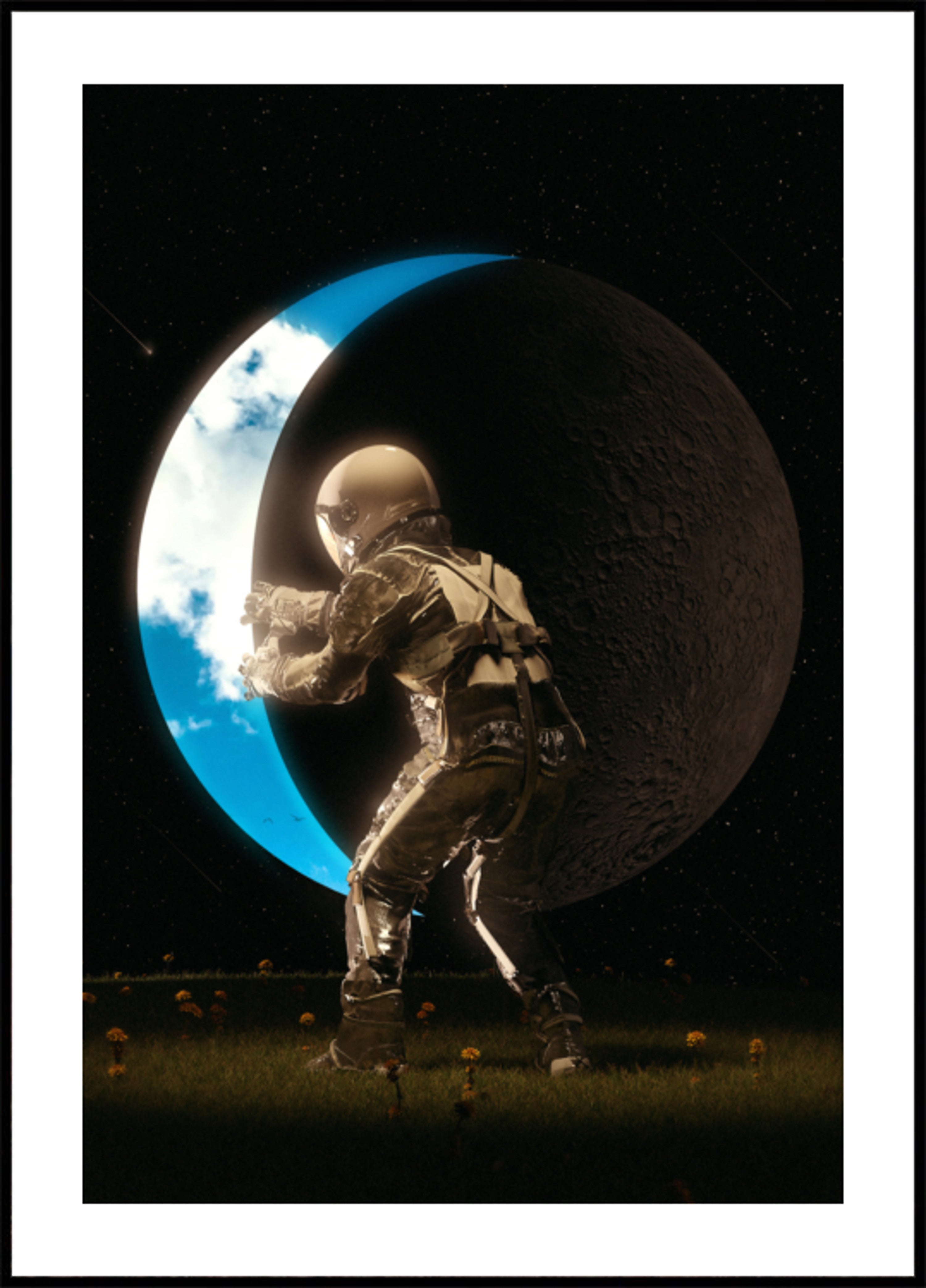 Astronauta segurando a lua