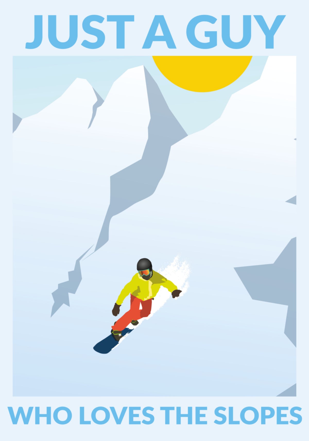 Aventura de snowboard na montanha